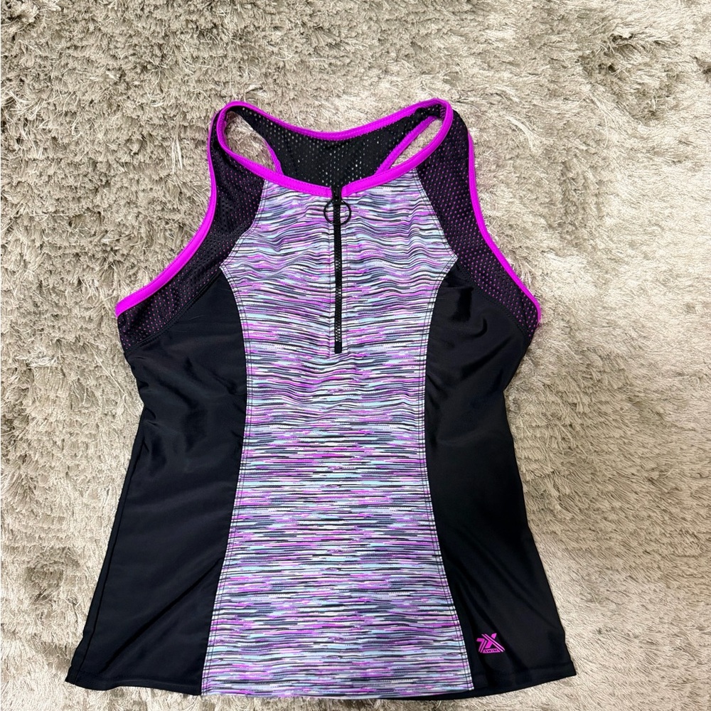 Women's Black and Purple Athletic Tank Top
